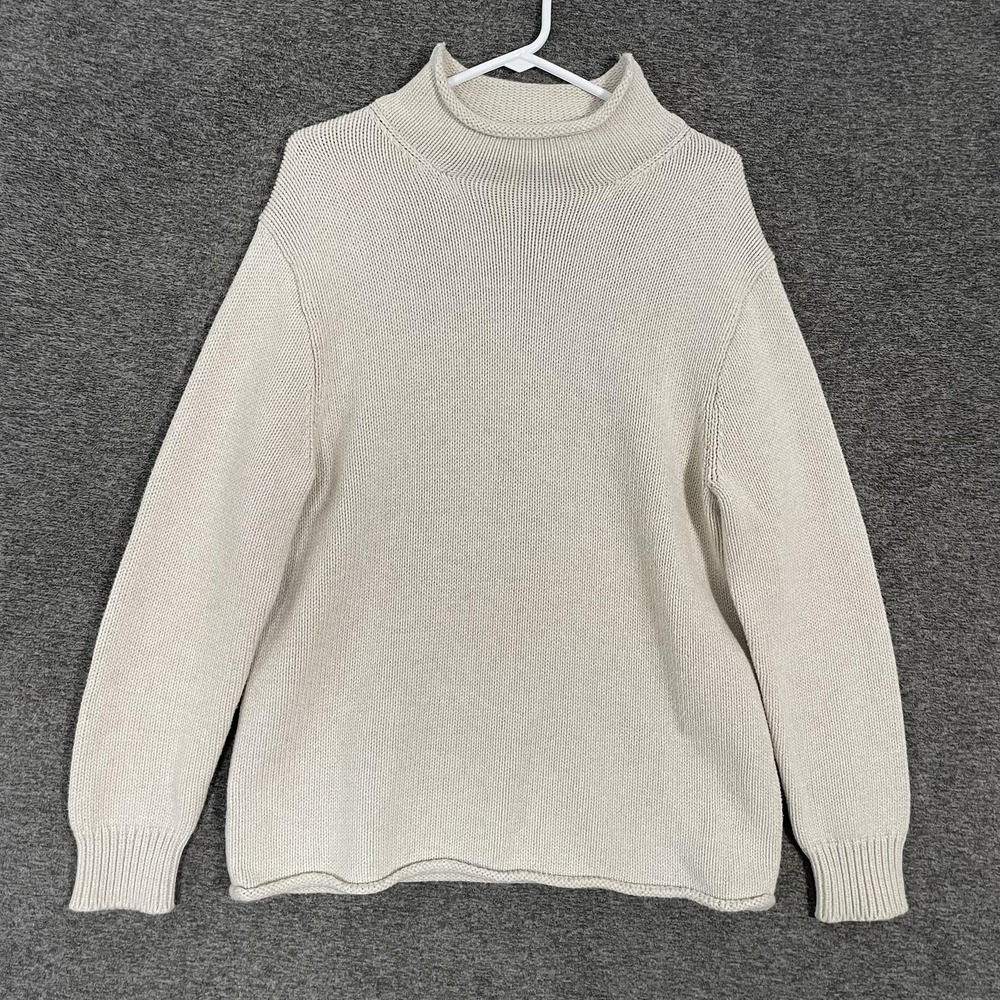 J Crew Always Sweater Adults 1988 Cotton Rollneck Sweater Oarsman Medium Ivory